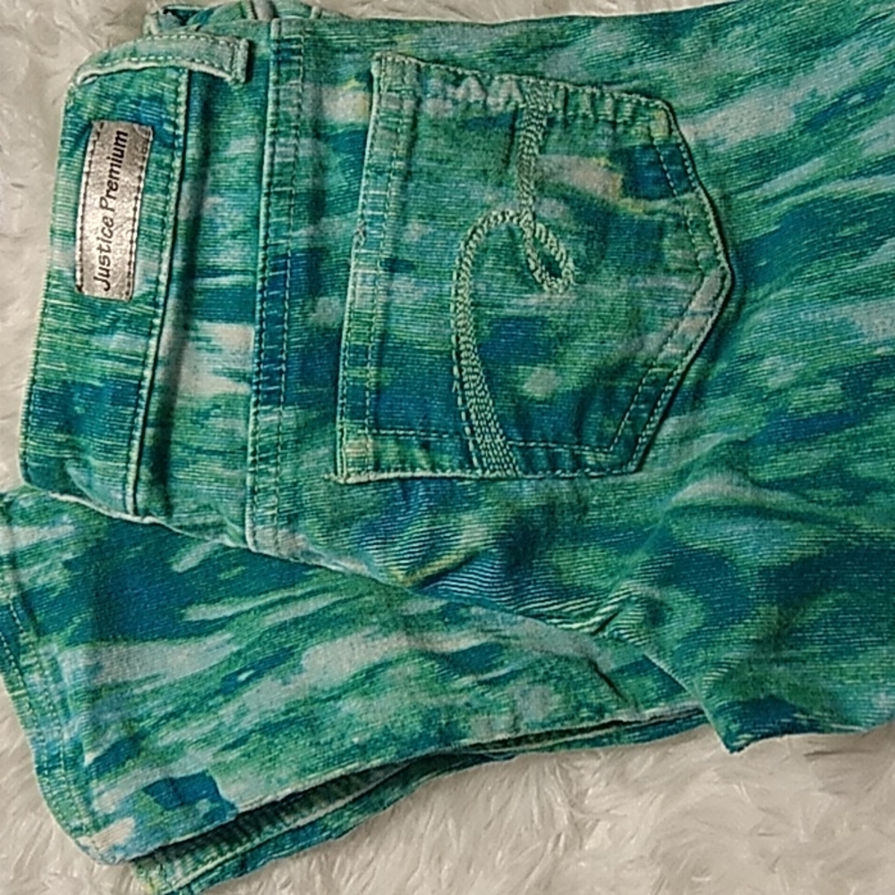 Justice Premium Girls Jeans Soft ribbed corduroy 10S & 10R 2 pair green pink - Picture 2 of 15